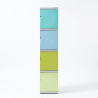GOME ตู้พลาสติกบานเปิด 4 ชั้น 50x35x161 ซม. รุ่น Tower Box w5 สีพลาสเทล V2