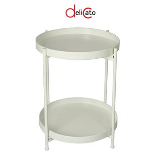DELICATO โต๊ะถาดกลม 2 ชั้น รุ่น KF012WH 40x40x50 ซม.สีขาว