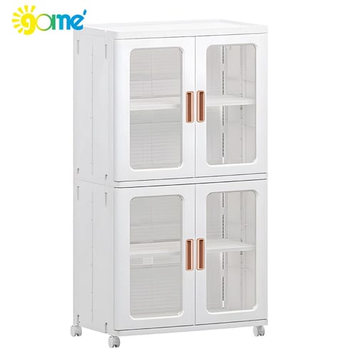 GOME ตู้เสื้อผ้าพลาสติกแบบพับเก็บได้ 2 ชั้น รุ่น F8821-2 ขนาด 65x39x116.8ซม. สีขาว