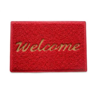พรมเช็ดเท้าดักฝุ่น WELCOME ขนาด 40x60ซม.  สีแดง
