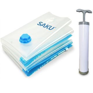 SAKU ถุงสูญญากาศ BCY028 ขนาด 50x70x0.08ซม. สีใส แพ็ค 3 ชิ้น พร้อมกระบอกดูดลม