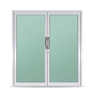 A PLUS PLATINUM ประตูอะลูมิเนียม บานสวิงคู่ A-P/011 190x205ซม. สีขาว