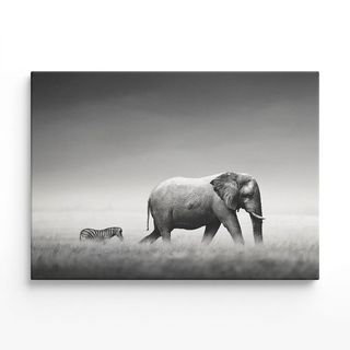 รูปภาพพิมพ์ผ้าใบ Animal  C9060-1 ขนาด 90x60 ซม. (ก.xส.) NICE  (ช้างและม้าลาย)