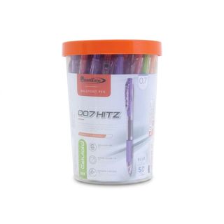 Quantum ปากกาลูกลื่น 0.7 มม. รุ่น 007 ฮิทซ์ น้ำเงินคละสี (50ด้าม/กระบอก)