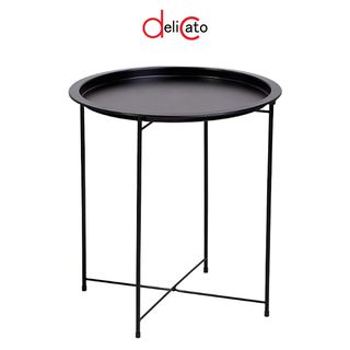 DELICATO โต๊ะวางถาด รุ่น LUNA-BLACK ขนาด 47x47x50 ซม. สีดำ