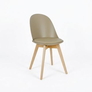Pulito เก้าอี้พลาสติกเบาะหนังขาไม้ PP-692-01-GR03  ขนาด 55.5x46.5x86ซม. สีเบจ