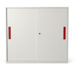 SMITH  ตู้เก็บเอกสารแบบทึบบานเลื่อน 90x40x90ซม. BDL16 ขาว-แดง