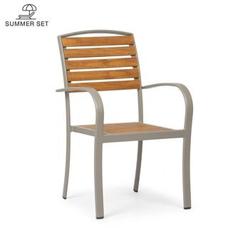 SUMMER SET เก้าอี้สนามอลูมิเนียม รุ่น COMO-O ขนาด 62x55x89 ซม. สีวู้ดเด้น-เทา