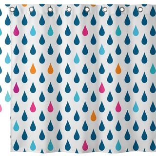 Primo ม่านห้องน้ำโพลีเอสเตอร์ ลายหยดน้ำ รุ่น DDDF04 ขนาด 180×180 ซม. สีฟ้า
