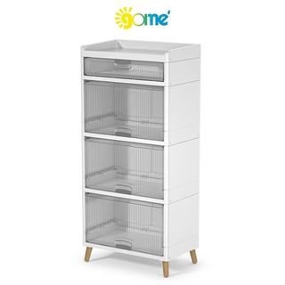 GOME ตู้บานเปิด 4 ชั้น ขาไม้ RMIER 7056-5 ขนาด 58x35x125.5 ซม. สีขาว