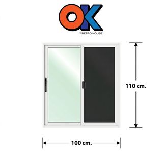 3G (OK) หน้าต่างอะลูมิเนียม บานเลื่อน SS 100x110ซม. สีขาว พร้อมมุ้ง