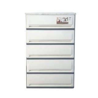 UP ตู้ลิ้นชักท็อปไม้ 5 ชั้น 42x63x112ซม. รุ่น SUMO-WOODTOP สีเทา-หินอ่อน