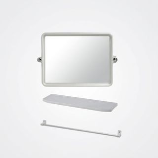 PIXO กระจกชุด 3 ชิ้น ทรงเหลี่ยม รุ่น MS 07 ขนาด 37x57 ซม. สีขาว