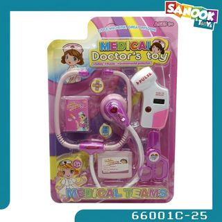 TOYS ชุดของเล่นเครื่องมือทางการแพทย์ (พร้อมไฟ IC) #66001C-25 (15.5x38x4ซม.) สีชมพู