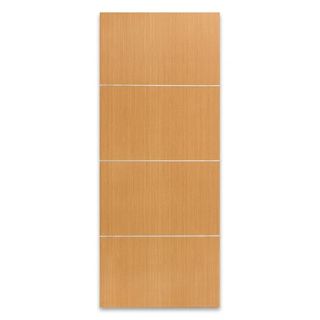 ประตูปิดผิวพีวีซี เซาะร่องอลูมิเนียม PVC-F01-GA-1 80x200ซม. สีโอ๊ค HOLZTUR