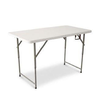 TreeO โต๊ะเอนกประสงค์ พับครึ่ง รุ่น Nicholas-03 ขนาด122x60x49/61/74 ซม. (4ฟุต) สีขาว