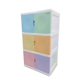 GOME ตู้พลาสติกบานเปิดคู่ 3 ชั้น 70x50x121 ซม. รุ่น Colorvid W5 สีพาสเทล