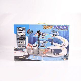 TOYS ของเล่นชุดรางรถตำรวจและเฮลิคอปเตอร์พร้อมอุปกรณ์#255(53x35x8ซม.)