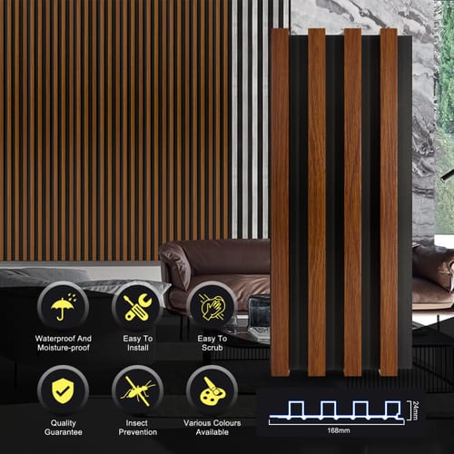 GREAT WOOD ไม้ฝ้าระแนง WPC GP-IN26 16.8*2.4*290 ซม. 2Tone Dark Brown